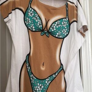 Graphic Bikini Print Long T-Shirt